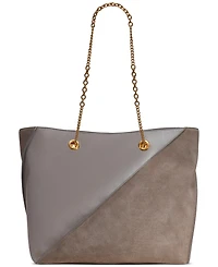 Donna Karan New York Setauket Leather & Suede Tote with Chain Strap