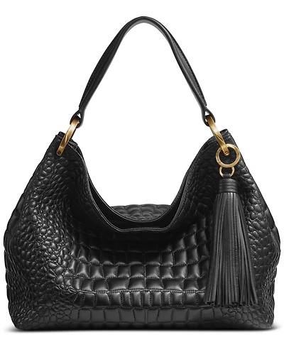 Donna Karan New York Glenwood Quilted Croc Shoulder with Tassel Detail