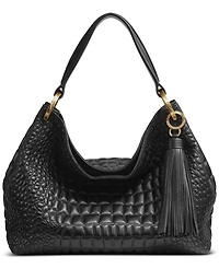 Donna Karan New York Glenwood Quilted Croc Shoulder with Tassel Detail