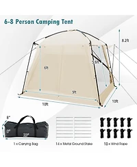 10 x 10 Feet Screened Canopy Tent w/ Vestibule and Zippered Door-Beige