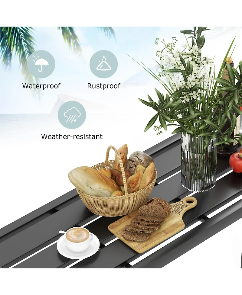 Skonyon 48 Inch Outdoor Bar Table with Waterproof Top and Heavy-duty Metal Frame
