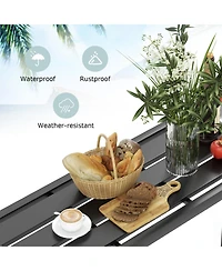Skonyon 48 Inch Outdoor Bar Table with Waterproof Top and Heavy-duty Metal Frame
