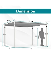 Slickblue Outdoor Pergola with Retractable Canopy and Aluminum Frame