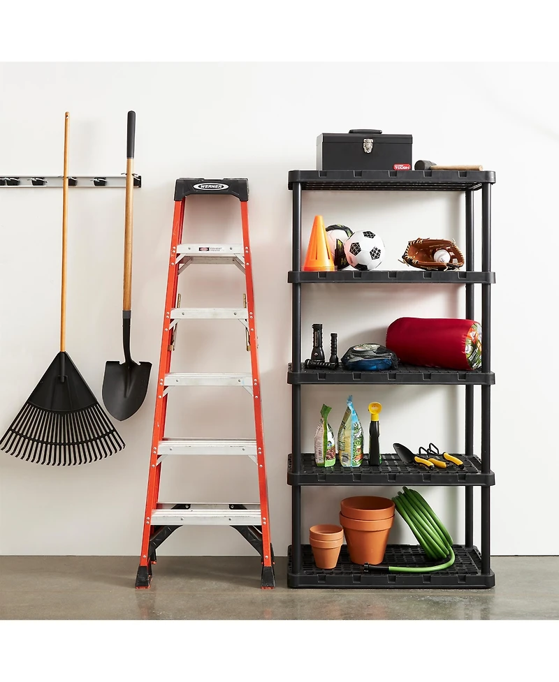 Gracious Living 5 Shelf Knect-a-Shelf Ventilated Heavy Duty Storage Unit, Black