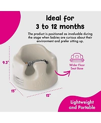 Bumbo Infant Floor Seat Baby Sit Up Chair with Adjustable Safety Harness, Taupe