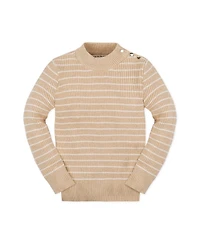 Hope & Henry Girls Organic Long Sleeve Mock Neck Sweater with Gold Buttons