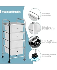 Sugift 4-Drawer Cart Storage Bin Organizer Rolling with Plastic Drawers
