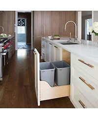 Rev-a-Shelf Dual Pull Out Trash Can 35 Qt w/ Soft-Close Slides, 4WCSC-1835DM-2