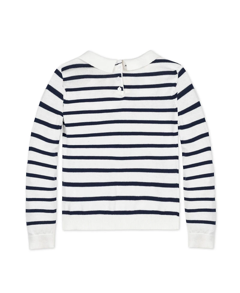 Hope & Henry Baby Girls French Collared Keyhole Long Sleeve Sweater