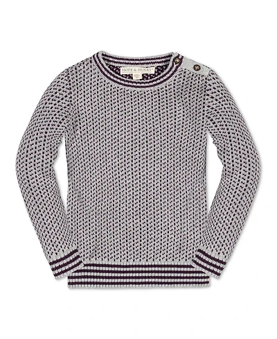 Hope & Henry Baby Boys Long Sleeve Intarsia Crew Neck Sweater with Buttons