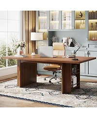 Tribesigns 63 Inches Office Executive Desk, Home Office Desk Large Computer Writing Table with Storage, Wood Workstation Desk Small Conference Table