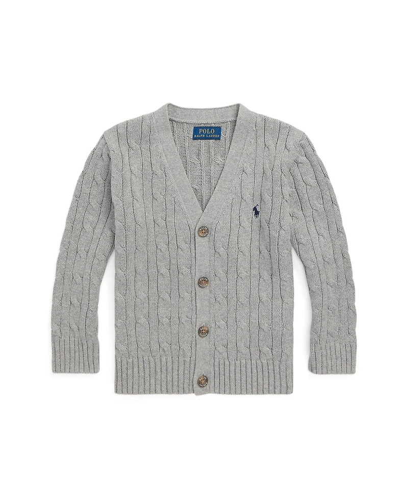 Polo Ralph Lauren Toddler and Little Boys Cable-Knit Cotton V-Neck Cardigan Sweater