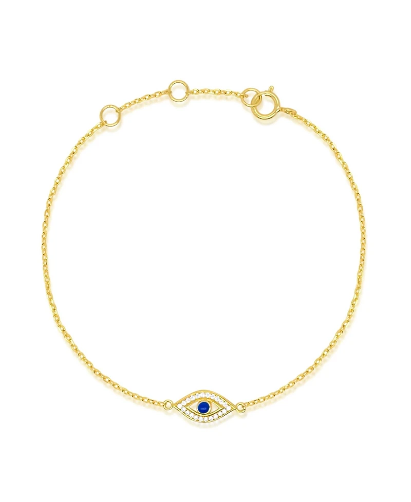 Etoielle Yellow Gold Tone Cz and Created Sapphire Evil Eye Bracelet