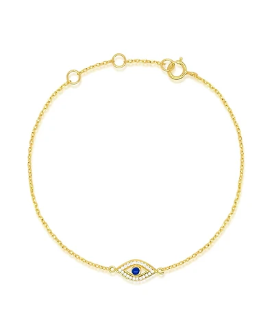 Etoielle Yellow Gold Tone Cz and Created Sapphire Evil Eye Bracelet