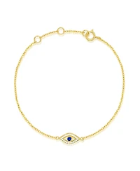 Etoielle Yellow Gold Tone Cz and Created Sapphire Evil Eye Bracelet