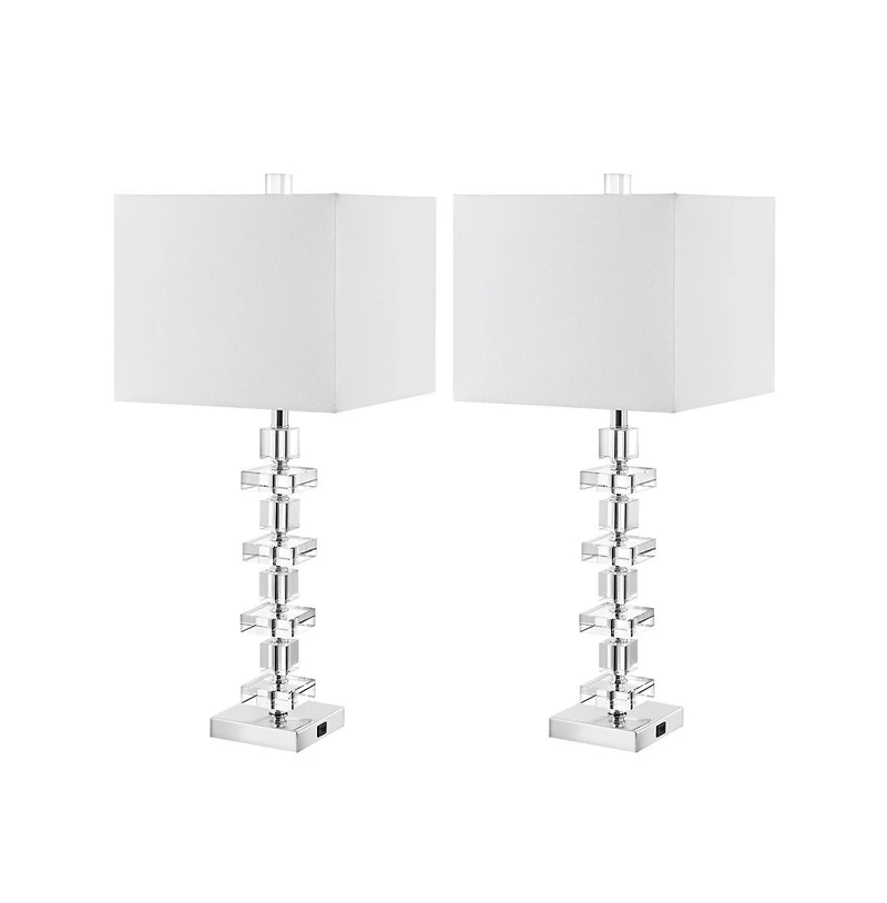 Safavieh Deco Crystal Table Lamp Set Of 2 W/ Usb Port