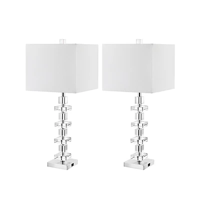 Safavieh Deco Crystal Table Lamp Set Of 2 W/ Usb Port