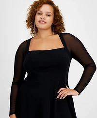City Studios Trendy Plus Square-Neck Back-Cutout Dress