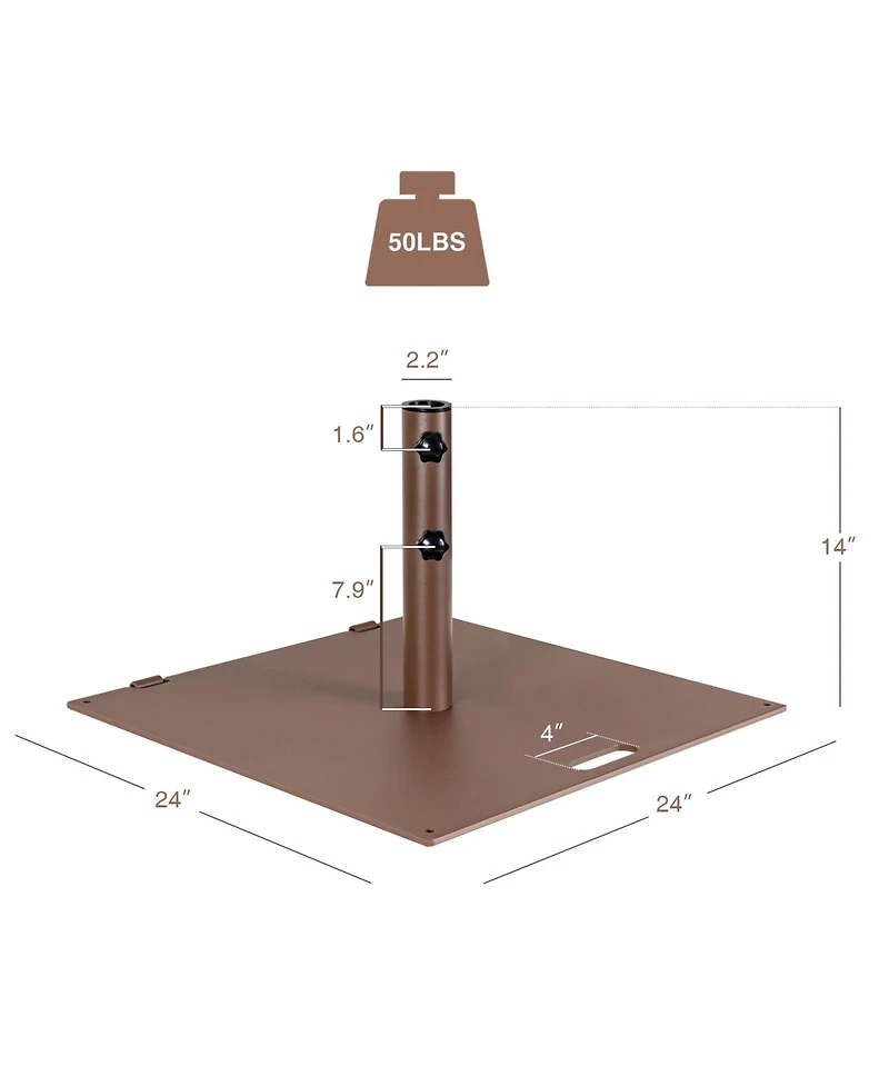 Givimo 50 Lbs Weighted 24 Inch Square Patio Umbrella Base