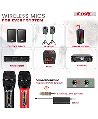 5 Core Wireless Microphone Pair Uhf Professional Handheld Microfonos Inalambricos Cordless Mic System Wm Uhf 02-red+Blk