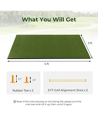 5 x 3 ft Artificial Turf Grass Practice Mat for Indoors and Outdoors-20mm