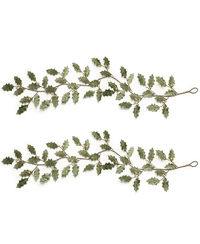 Slickblue Set of 2 Holly Leaf Garlands for Festive Decoration