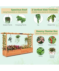 Givimo Raised Garden Bed with Side Trellis Hanging Roof and Planter Box