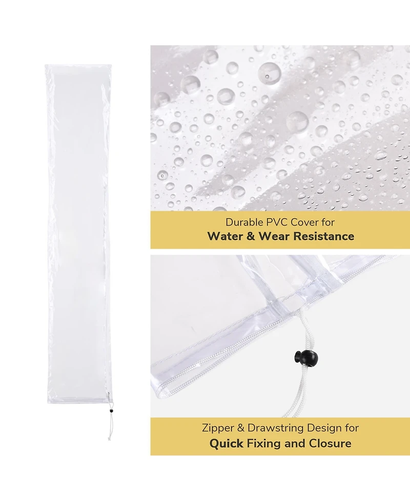 Patio Umbrella Protective Cover Bag Clear Pvc w/ Zipper for 8 Ft Outdoor Canopy