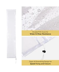 Patio Umbrella Protective Cover Bag Clear Pvc w/ Zipper for 8 Ft Outdoor Canopy
