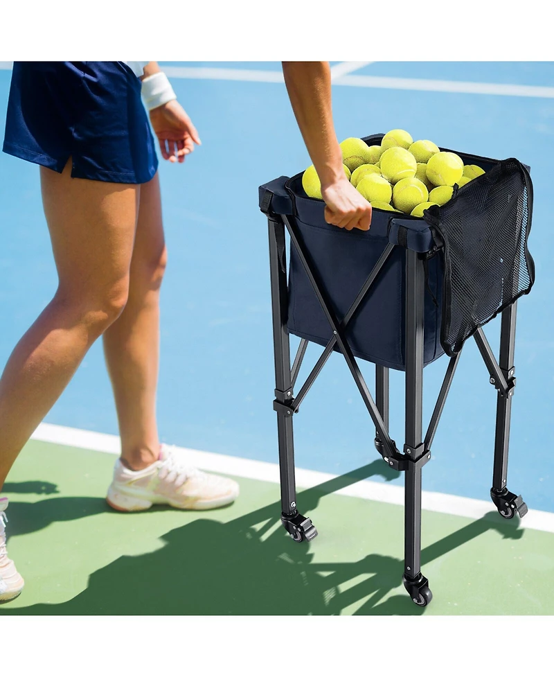 Skonyon Lightweight Foldable Tennis Ball Teaching Cart with Wheels and Removable Bag