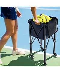 Skonyon Lightweight Foldable Tennis Ball Teaching Cart with Wheels and Removable Bag