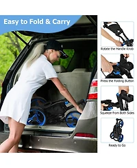 Givimo Folding 3 Wheels Golf Push Cart with Bag Scoreboard Adjustable Handle