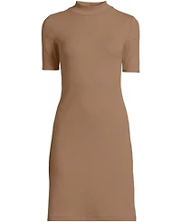 Lands' End Women's Knit Rib Mock Neck Dress