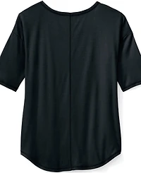 Lands' End Plus Supima Micro Modal Elbow Sleeve Balletneck Curved Hem Top