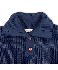 Hope & Henry Girls Organic Spread Collar Short Sleeve Sweater