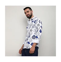 Men's Chalk White:Indigo Blue Seashell Shirt