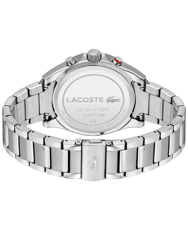 Lacoste Men's Mainsail Silver Stainless Steel Bracelet Watch 43mm