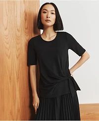 Lands' End Women's Petite Lightweight Jersey Tie Front Top