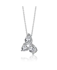Sterling Silver Cubic Zirconia Mixed-Cut Trio Cluster Pendant Necklace