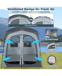 Givimo 2 Rooms Oversize Privacy Shower Tent with Removable Rain Fly and Inside Pocket