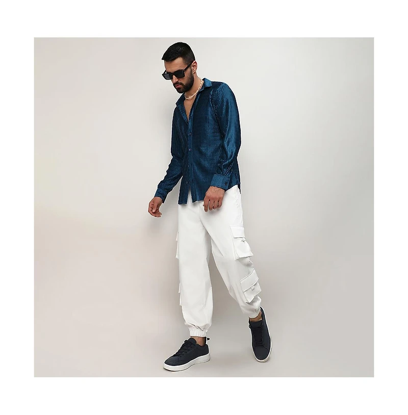 Men's Aegean Blue Curly-Creased Shirt