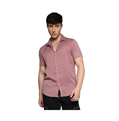 Men's Nude Pink Self-Design Block Shirt