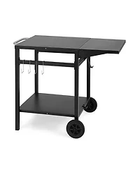 Givimo Movable Outdoor Grill Cart with Folding Tabletop and Hooks
