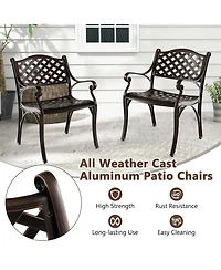 Vebreda Cast Aluminum Dining Chairs Set of 2 with Patio Chairs Armrests Flower Pattern