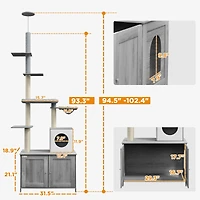 PawHut 2 in 1 Litter Box Enclosure with Floor to Ceiling Cat Tree,