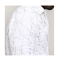 Men's Chalk White Holographic Veined Textured Shirt