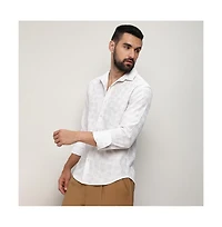 Men's Ivory White Foil-Creased Shirt