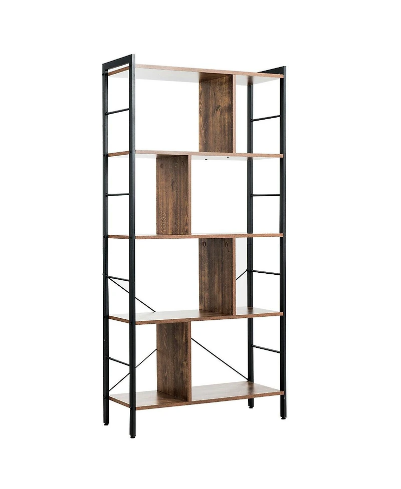 Sugift 4-Tier Industrial Freestanding Bookshelf with Metal Frame
