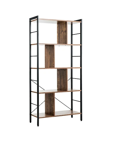 Sugift 4-Tier Industrial Freestanding Bookshelf with Metal Frame