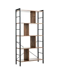 Sugift 4-Tier Industrial Freestanding Bookshelf with Metal Frame